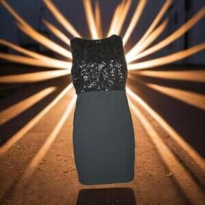 Forever 21 Stunning Sequin Top Black Mini Dress  Size M